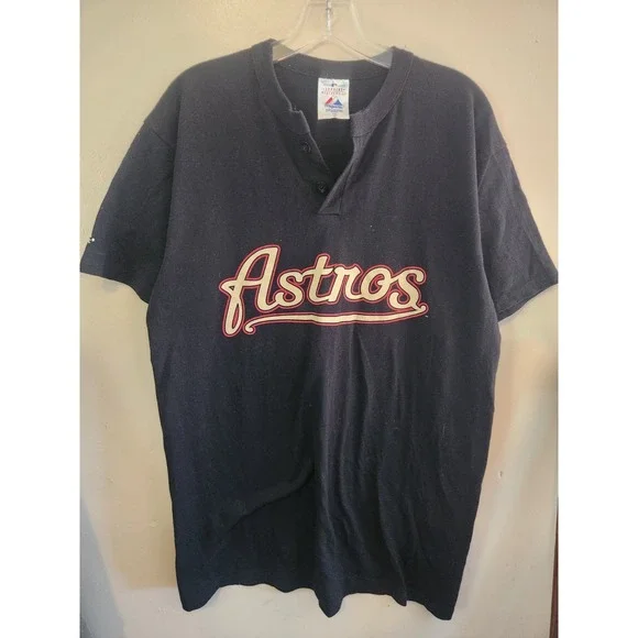 Men's Vintage 1990's T-Shirt Houston Astros‎ Team Logo Black Size L Short Sleeve - Picture 1 of 6